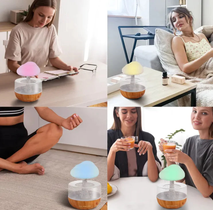 Desktop Rain Cloud Aromatherapy Essential Oil Diffuser Humidifier Night Light